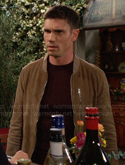 Finn’s brown suede jacket on The Bold and the Beautiful