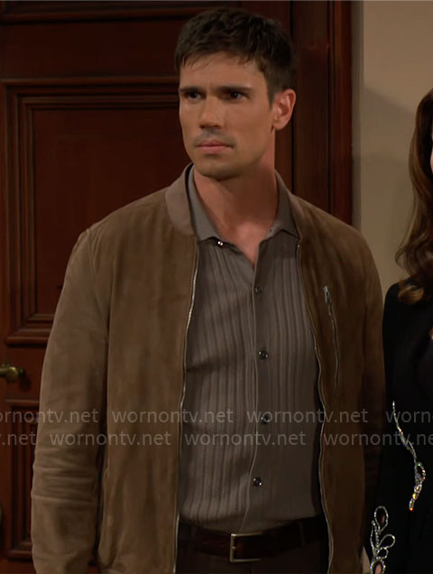 Finn’s brown suede jacket on The Bold and the Beautiful