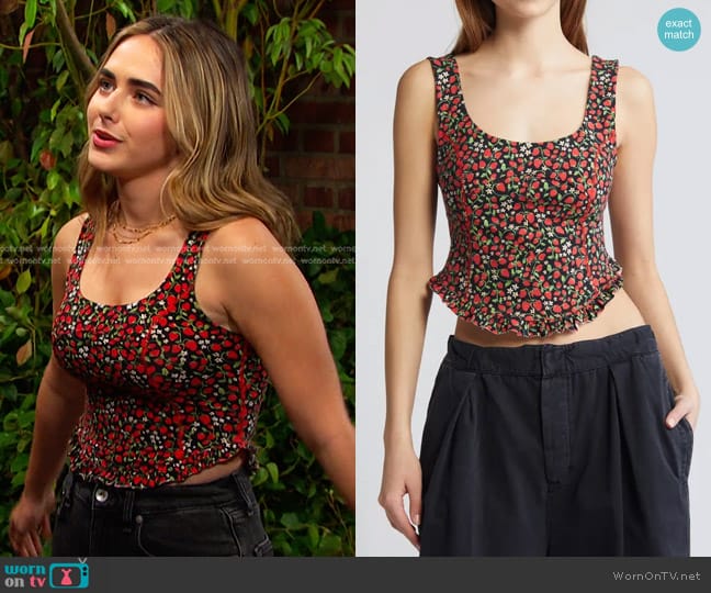 Free People Melanie Tank in Strawberry Combo worn by Holly Jonas (Ashley Puzemis) on Days of our Lives