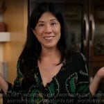 Genevieve Ko’s green printed dress on CBS Mornings