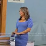 Ginger’s blue ribbed ruffle hem dress on Good Morning America
