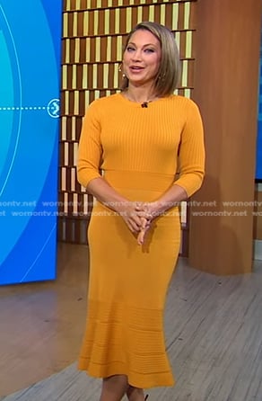 Ginger’s yellow knit midi dress on Good Morning America