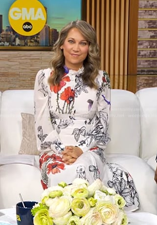Ginger’s white floral midi dress on Good Morning America
