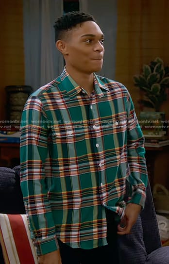 Tristan’s green plaid shirt on The Upshaws