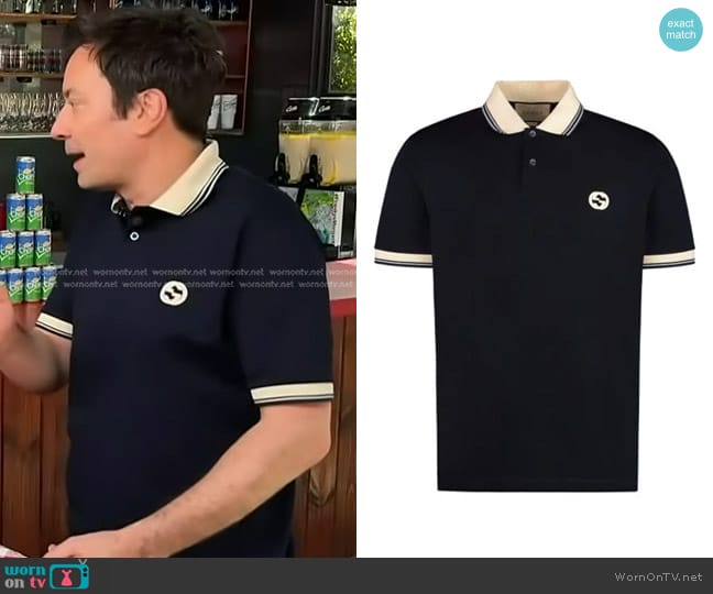 Gucci Interlocking G Cotton Polo Shirt worn by Jimmy Fallon on Access Hollywood