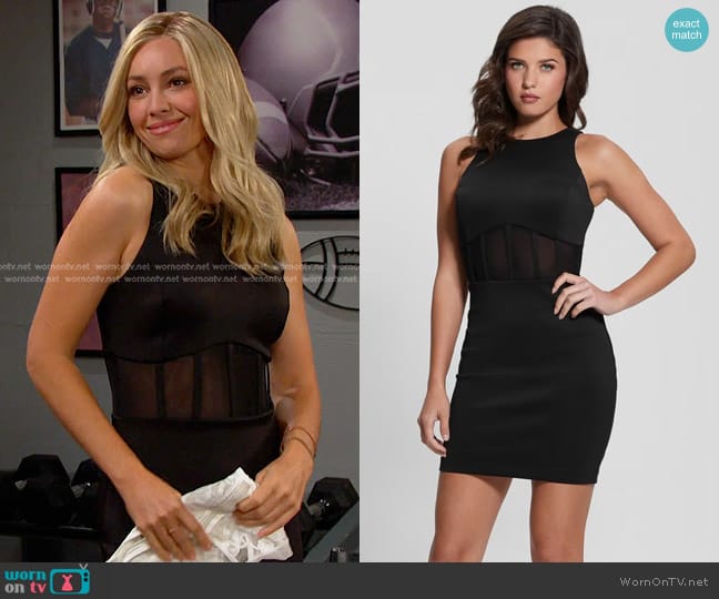 Guess Eco Brenda Scuba Mini Dress worn by Theresa Donovan (Emily O'Brien) on Days of our Lives