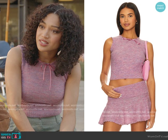 Guizio Heart Scallop Vest worn by Olivia Baker (Samantha Logan) on All American
