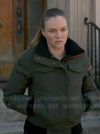 Hailey’s olive green jacket on Chicago PD