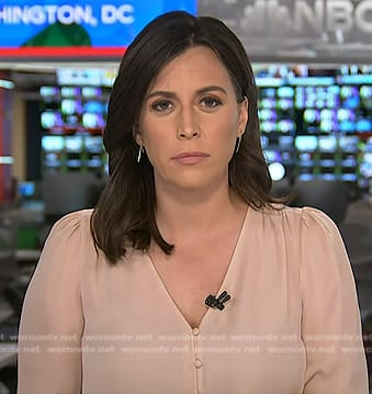 Hallie Jackson’s pink v-neck blouse on Today