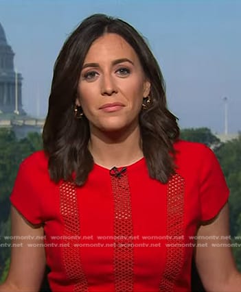 Hallie Jackson’s red lace inset dress on Today