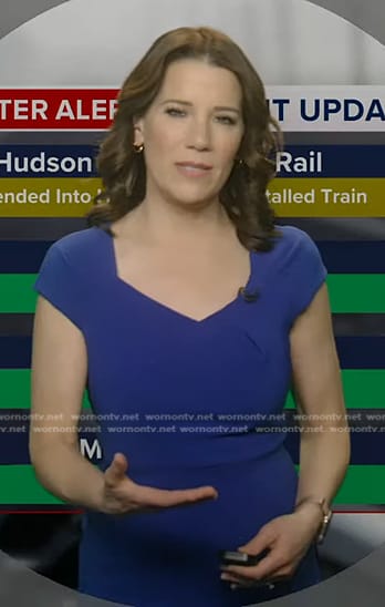 Heather’s blue cap sleeve sheath dress on Good Morning America