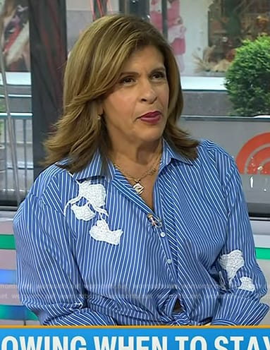 Hoda’s blue embroidered blouse on Today