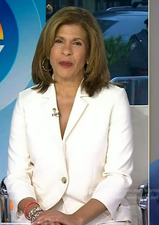 Hoda’s white single button blazer and pants on Today