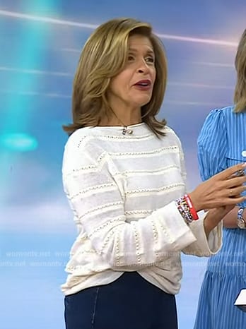 Hoda’s white embellished sweater on Today