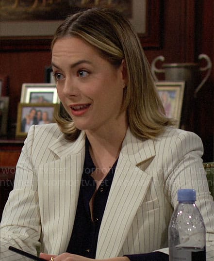 Hope’s white pinstripe blazer on The Bold and the Beautiful