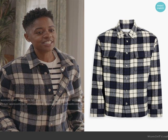 IRO Garnetr checked wool-blend flannel overshirt worn by Tamia Cooper (Bre Z) on All American