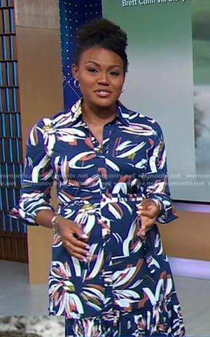 Janai’s blue floral shirtdress on Good Morning America
