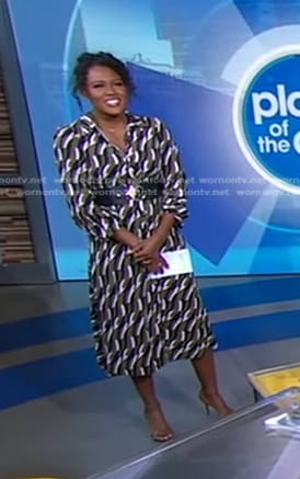 Janai’s geometric print shirtdress on Good Morning America
