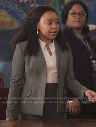 Janine’s gray suit on Abbott Elementary