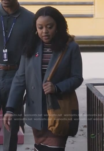 Janine’s gray double breasted blazer on Abbott Elementary
