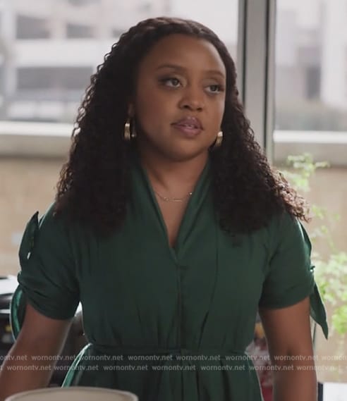 Janine’s green belted top on Abbott Elementary