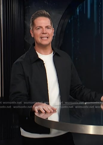 Jason’s gray zip front jacket on E! News