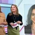 Jenna’s black button shoulder sweater and green skirt on Today