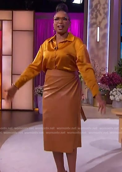 Jennifer’s gold satin blouse on The Jennifer Hudson Show