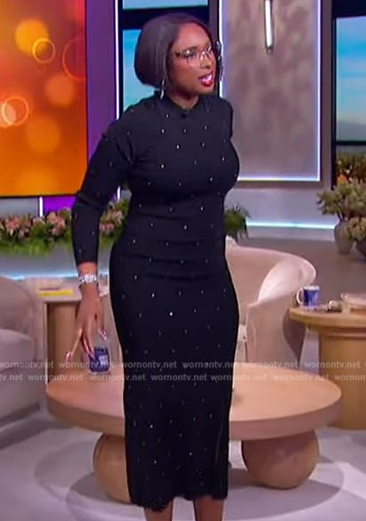 Jennifer’s black embellished sweater dress on The Jennifer Hudson Show