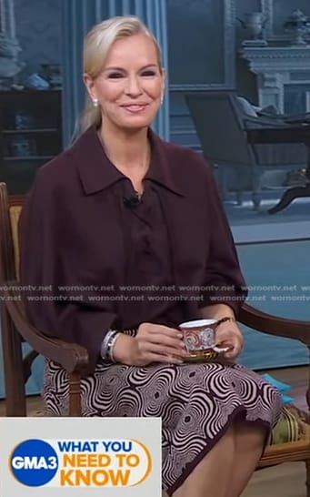 Jennifer’s brown lace-up blouse and geometric skirt on Good Morning America