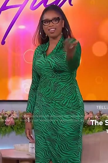 Jennifer’s green tiger stripe dress on The Jennifer Hudson Show