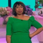 Jennifer’s green bow shoulder dress on The Jennifer Hudson Show