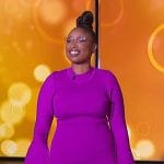 Jennifer’s purple bell sleeve midi dress on The Jennifer Hudson Show