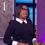 Jennifer’s black contrast collar top and skirt on The Jennifer Hudson Show