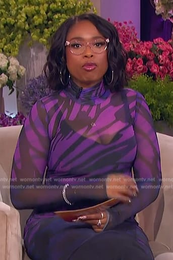 Jennifer’s purple tie dye mesh dress on The Jennifer Hudson Show