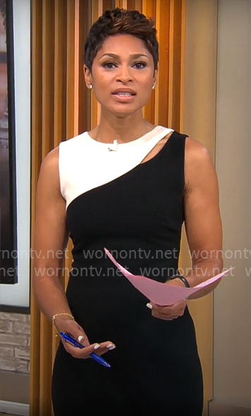 Jericka Duncan’s black and white dress on CBS Mornings