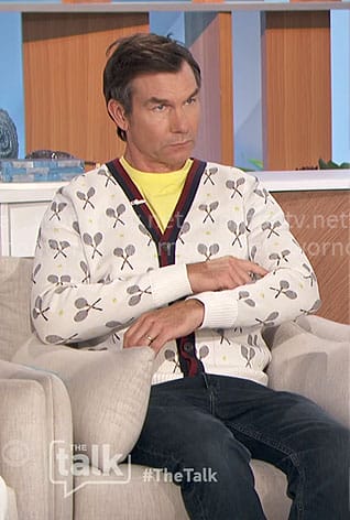 Jerry’s tennis raquet print cardigan on The Talk