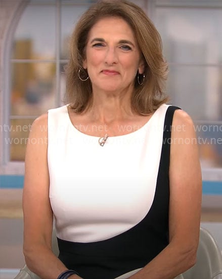 Jill Schlesinger’s colorblock sheath dress on CBS Mornings