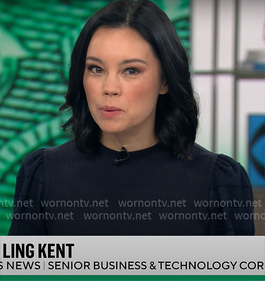 Jo Ling Ken’s sweater with stripe sleeves on CBS Mornings