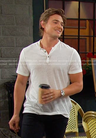 Johnny’s white henley tee on Days of our Lives