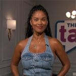 Joy Bryant’s denim halterneck dress on The Talk