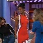 Joy Woods’ red scalloped fringe dress on The Kelly Clarkson Show