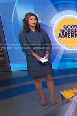 Juju’s denim dress with yellow stitching on Good Morning America