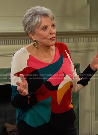 Julie’s abstract print sweater on Days of our Lives