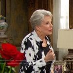 Julie’s black and white floral duster jacket on Days of our Lives