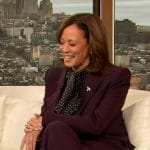 Kamala Harris’s burgundy blazer and pants on The Drew Barrymore Show