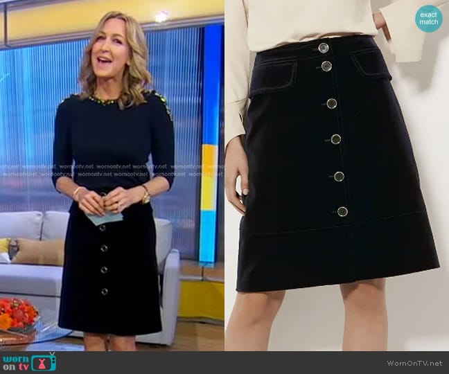 Karen Millen Tailored Velvet Skirt worn by Lara Spencer on Good Morning America