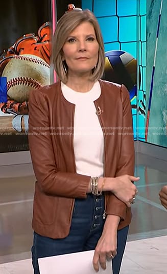 Kate’s brown leather jacket on NBC News Daily
