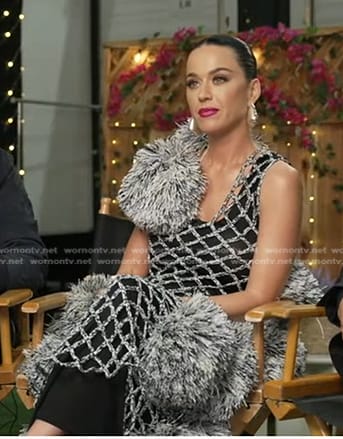 Katy Perry’s black pom pom knit dress on Good Morning America