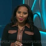 Kay Angrum’s black leather trim zip front dress on NBC News Daily